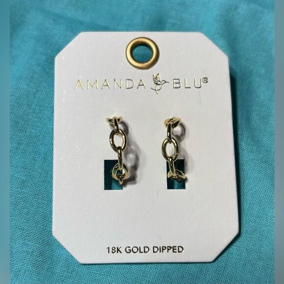 amanda blu Jewelry - NEW! Amanda Blu Gold London Polished Chain Link Hoop Earrings 18K Gold Dipped NW